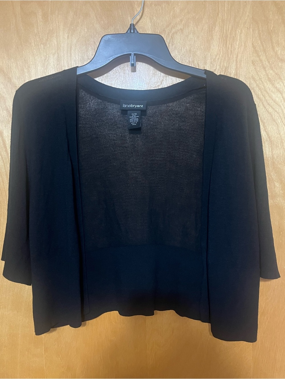 Lane Bryant Lightweight Short Sleeve Shrug Black OpenFront Womens Cardigan 14/16